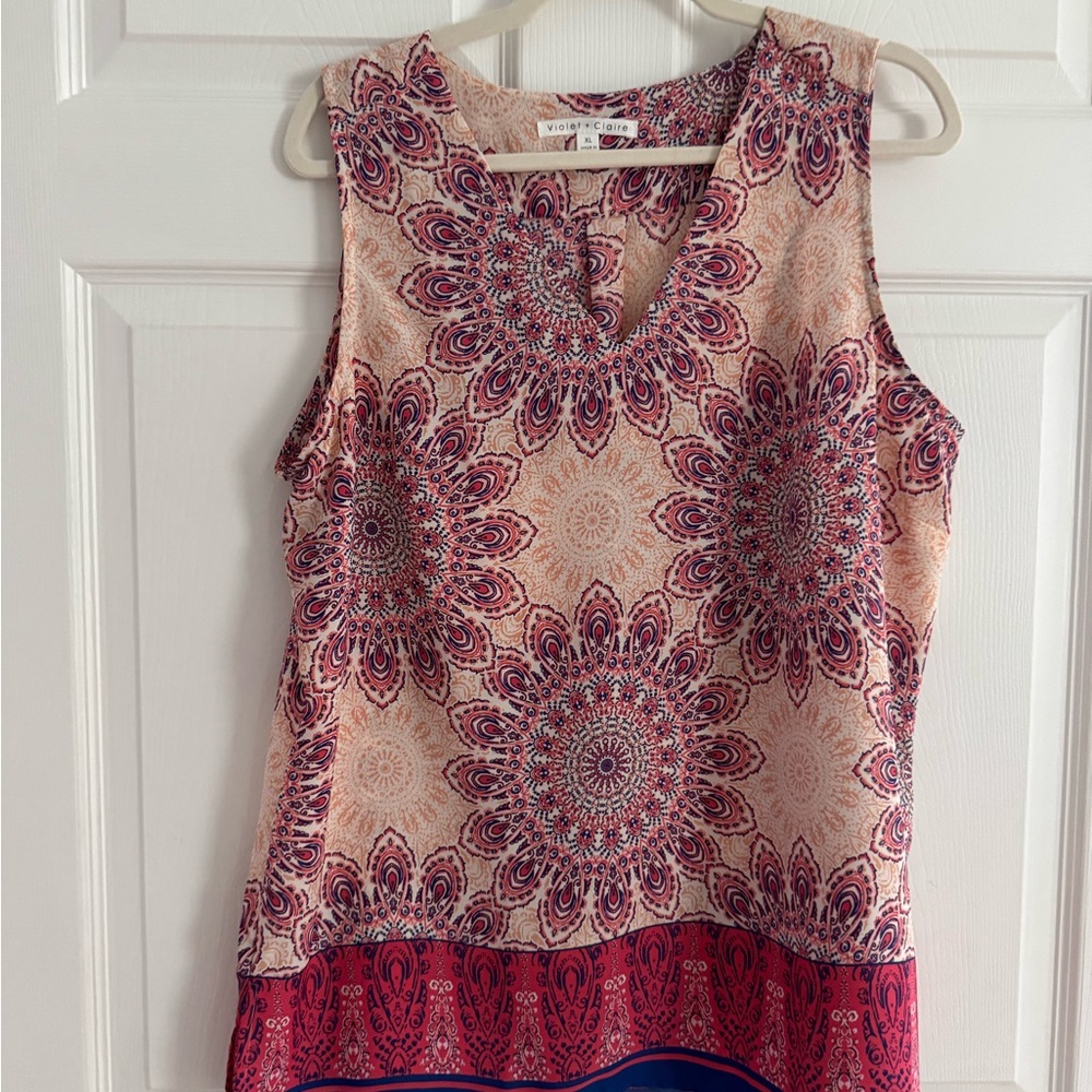 Violet & Claire Cream and Red Sleeveless Tank Top